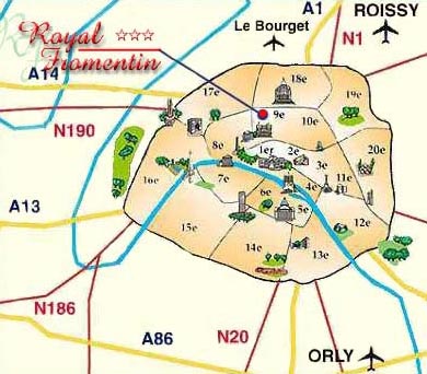 Hotel Royal Fromentin Paris : Mapa. map 1