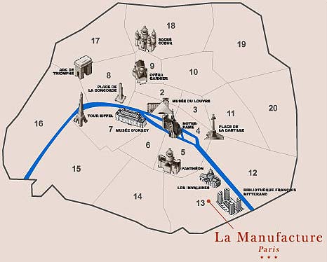 Hotel La Manufacture Paris : Map and access. How to reach us. map 1