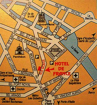 Hotel de France Quartier Latin Paris : Map and access. How to reach us. map 1