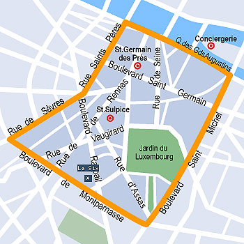 Hotel Le Six Paris : Einfahr Plan. map 1