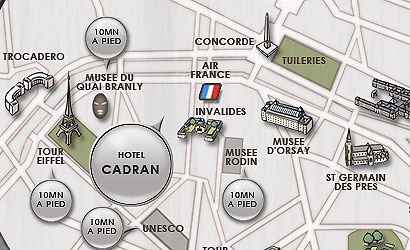 Hotel du Cadran Paris : Einfahr Plan. map 1